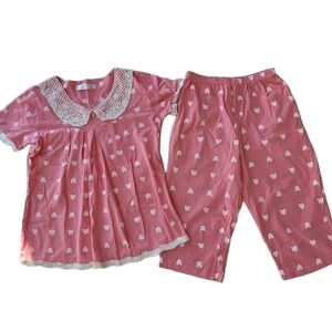 Pink Children's pajama set with Minnie/Mickey mouse and hearts
